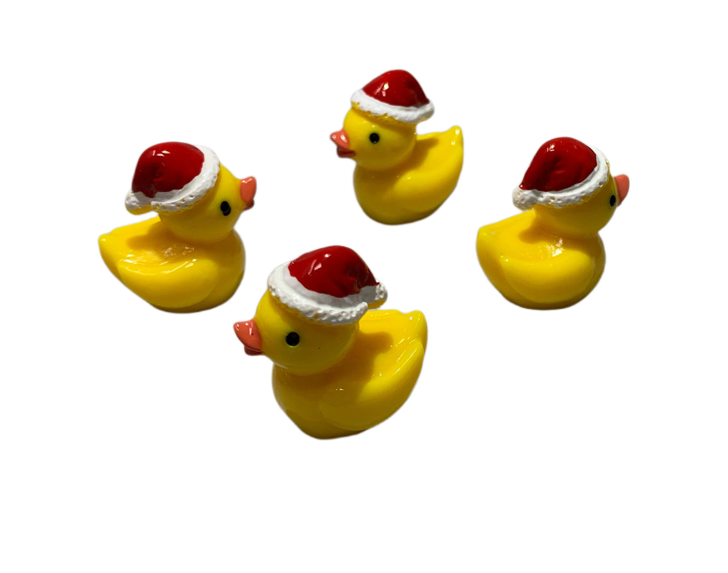 Medium 3D Resin Christmas Duck with Santa Hat Rubber Duckie Style Cabochon DYI Phone Case Scrapbook Hair Accessory Decorative Cruising Ducks