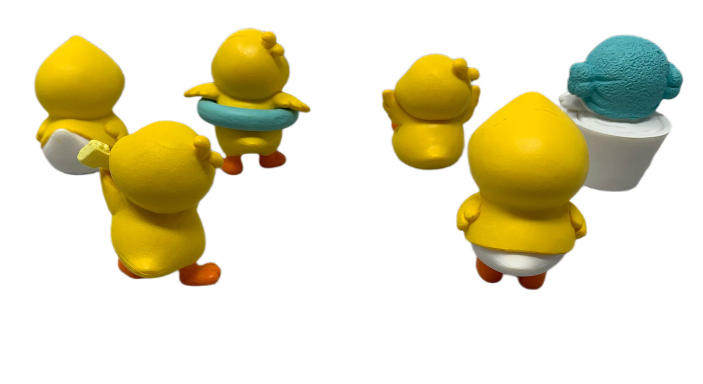 6 Piece Set of 3D Resin Duck Figurines Rubber Duckie Style Cabochon Beadable Pen Topper DYI Decorative Cruising Ducks