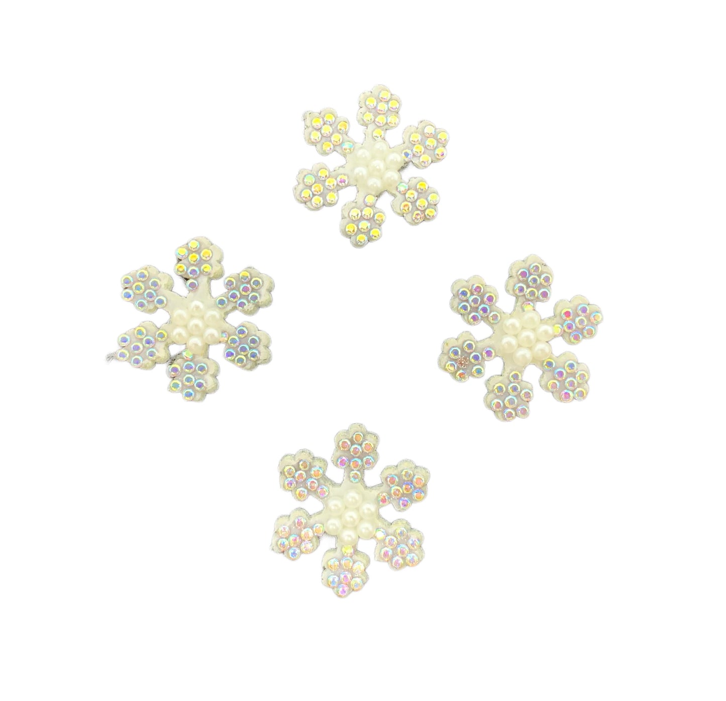 Felt and Rhinestone Flat Back Patch or Appliqué Snowflake for Winter or Christmas DYI Clothing Scrapbook Hair Accessory
