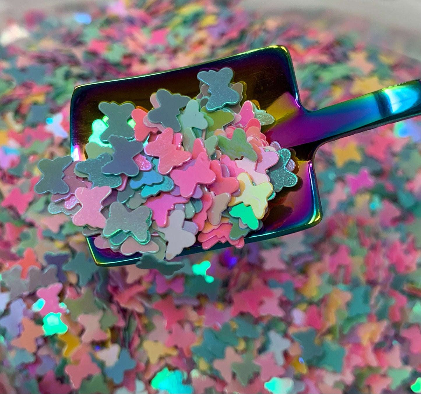 5, 10, 20 gm Large Butterfly Confetti Glitter in Mixed Colors. Great for Beadable Snow Globe Pens, Nail Art, Slime, Decoden and More!