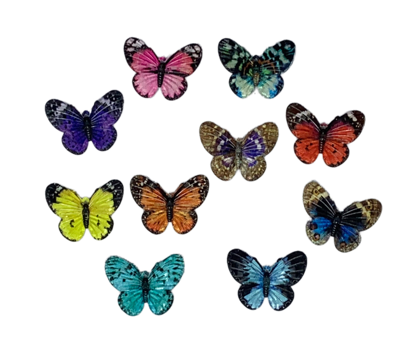 Realistic Acrylic Butterfly Cabochon Charm Mix Embellishment Flat Back for DYI Phone Cases Water Bottle Scrapbook Hair Accessory Decorative