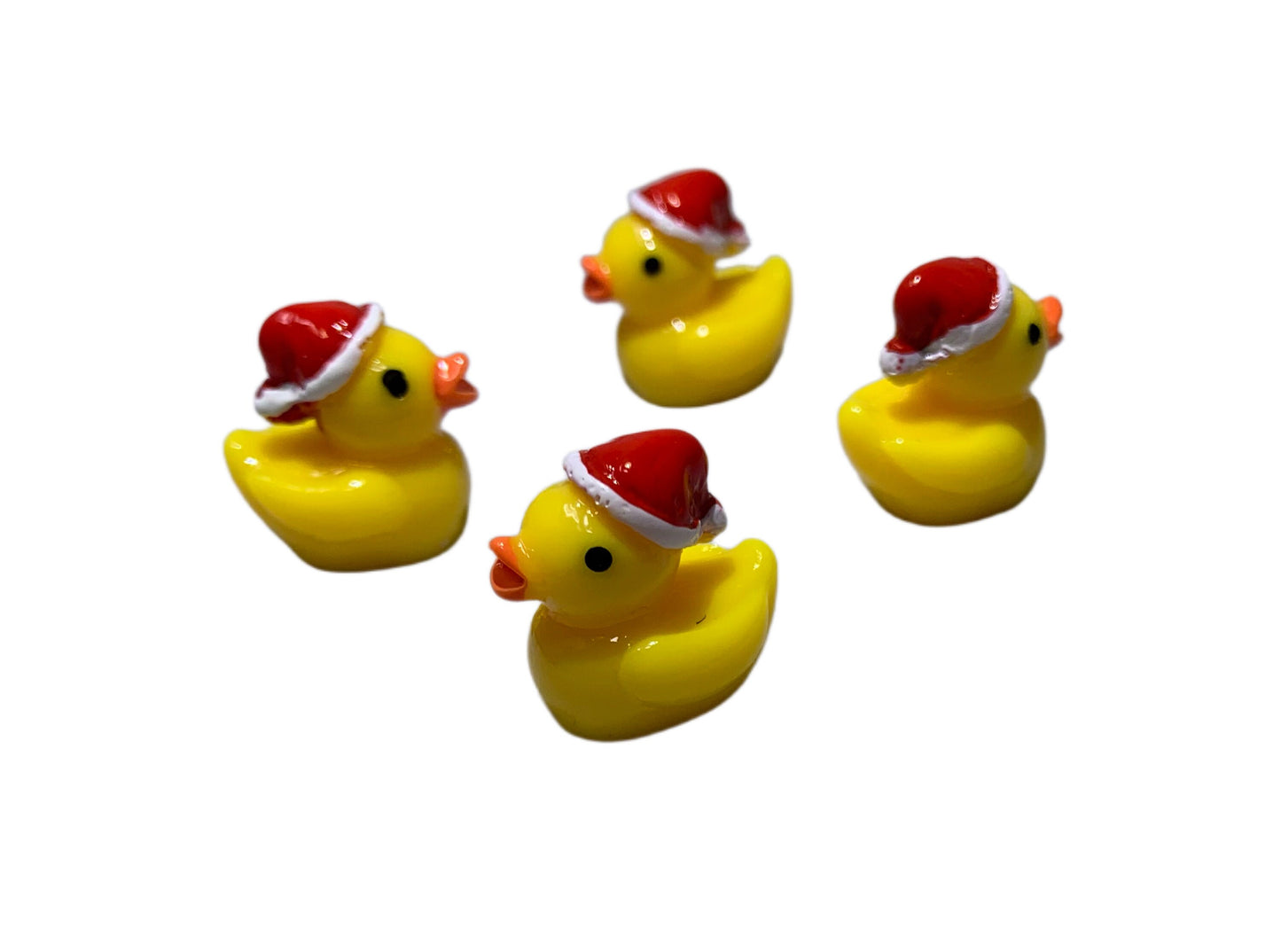 Mini 3D Resin Christmas Duck with Santa HatRubber Duckie Style Cabochon DYI Phone Cases Scrapbook Hair Accessory Decorative Cruising Ducks