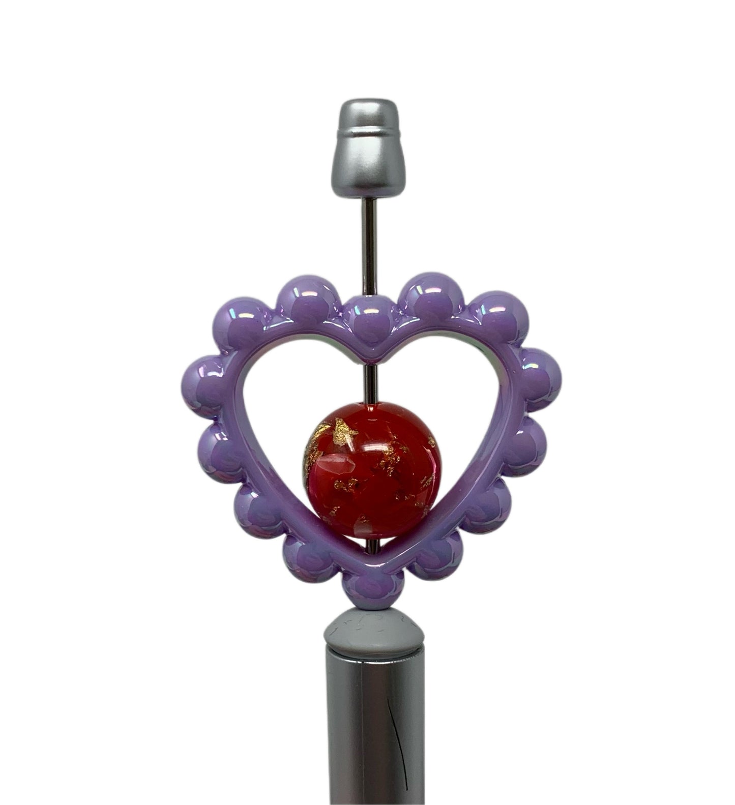 39mm Opaque Heart Frame with Scalloped Edges for Beadable Pen Stylus Keychain Bracelet and more for Your DIY Creations