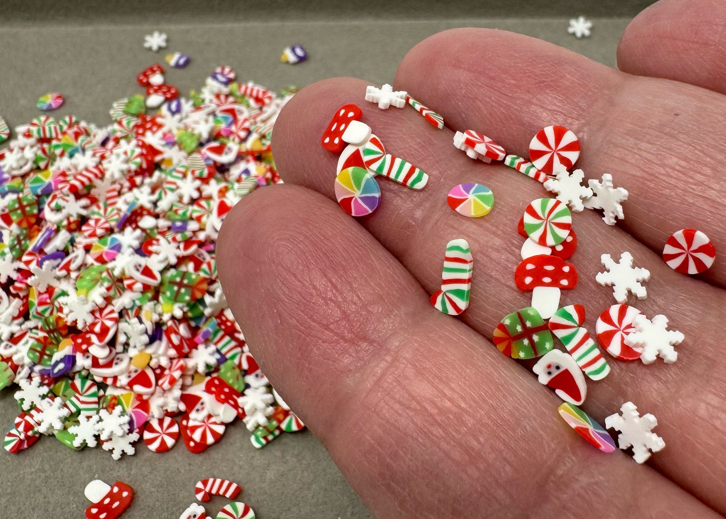 Polymer Clay Mixed Shape Christmas Clay Confetti Glitter Sprinkles for Beadable Snow Globe Pens, Christmas Accents, Slime, Decoden & More