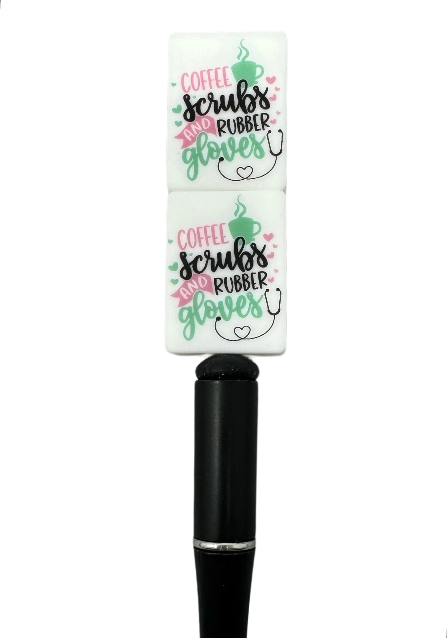 Nurse Coffee Scrubs and Rubber Gloves Silicone Focal Bead for Beadable Pens, Stylus, Pencils, Keychains and More