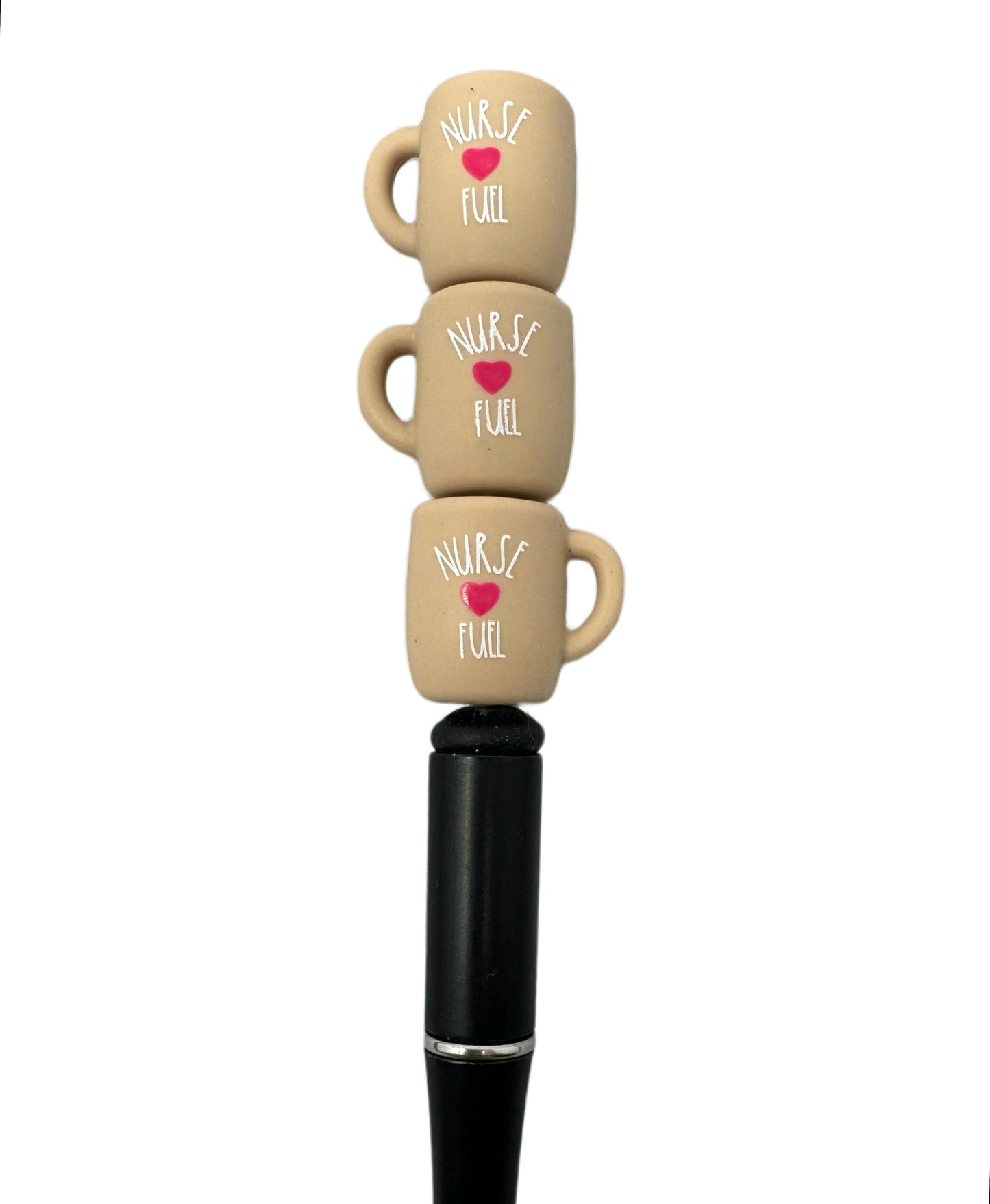 Nurse Fuel Tan Coffee Mug Silicone Focal Bead for Beadable Pens, Stylus, Pencils, Keychains and More