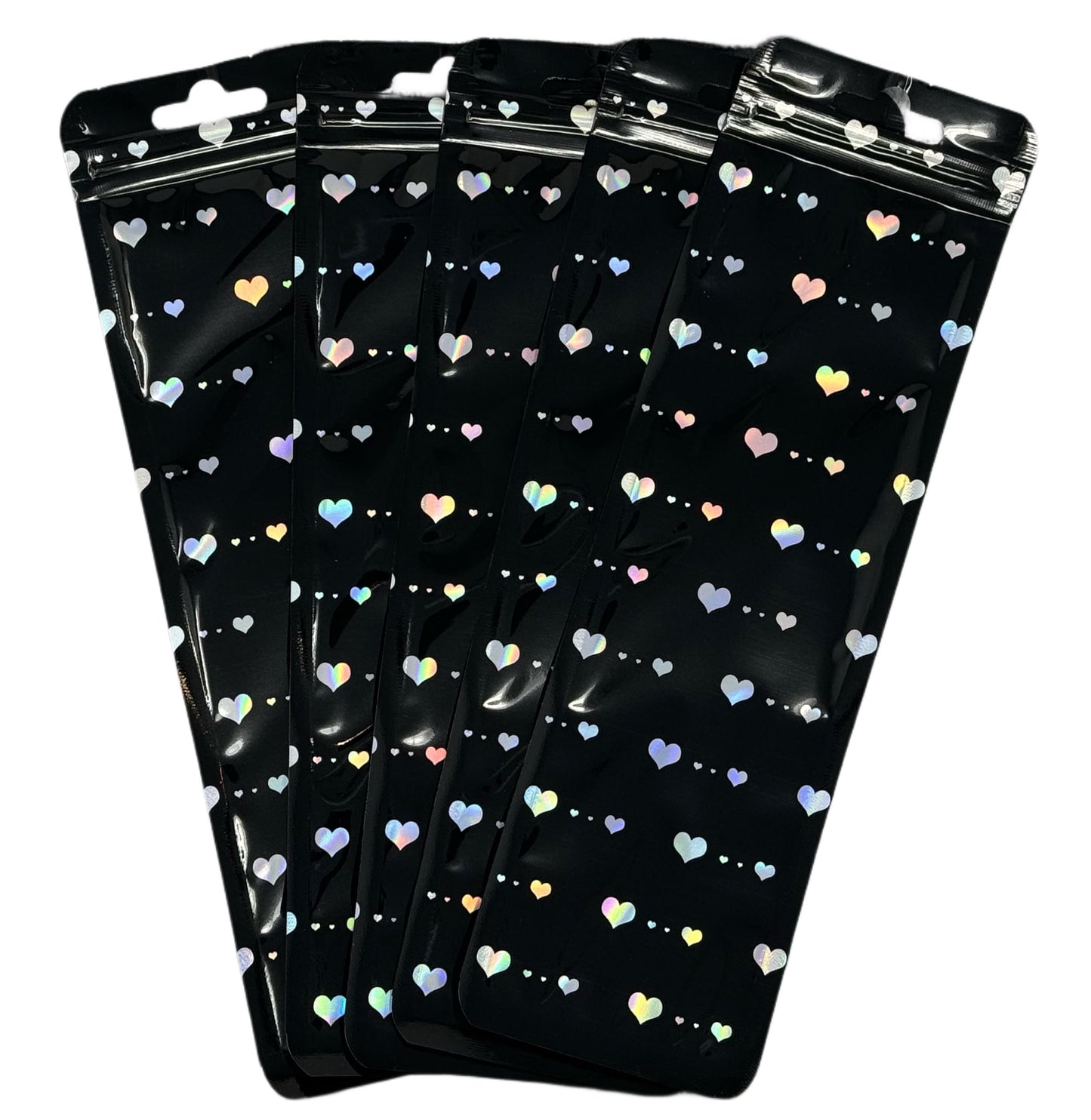 Patterned White or Black Plastic Display Bags with Resealable Zip Closure for Beadable Pens, Stylus, Wine Stopper and More! Moon Star Heart