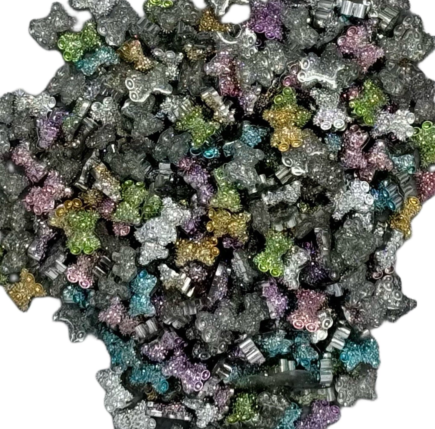 New Price! Metallic Like Coating Nail Charms in the Shape of Bears, Bows, Swans and Butterfly Mix. Cabochon DYI Phone Cases Hair Accessories