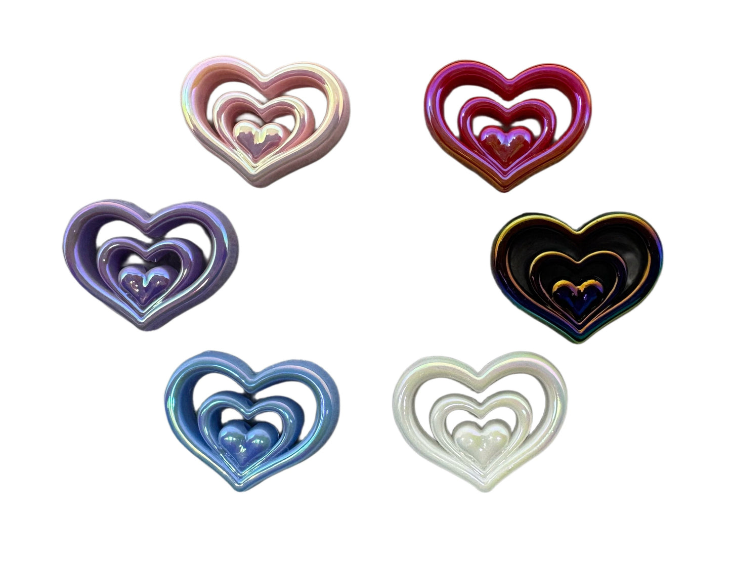 10 Pieces Acrylic Graduating or Nesting Heart Beads with AB Coating for Beadable Pen Stylus Keychain Bracelet and more for Your DIY Creation