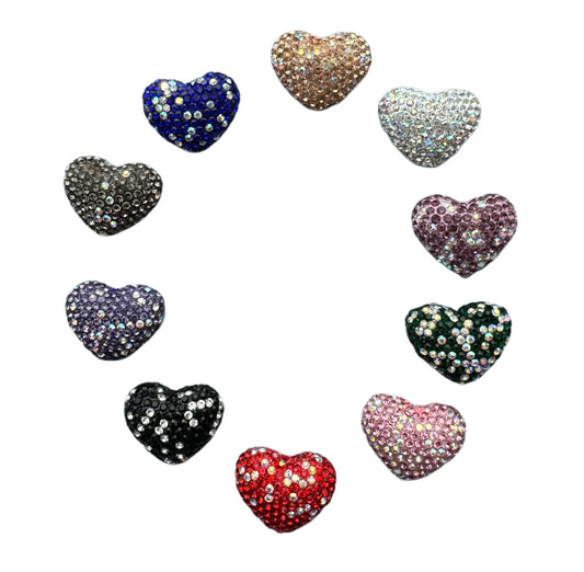 High Quality 19mm Mix of Heart Shaped Pave Rhinestone and Clay Beads for Beadable Pen Stylus Keychain Bracelet Earrings and More.