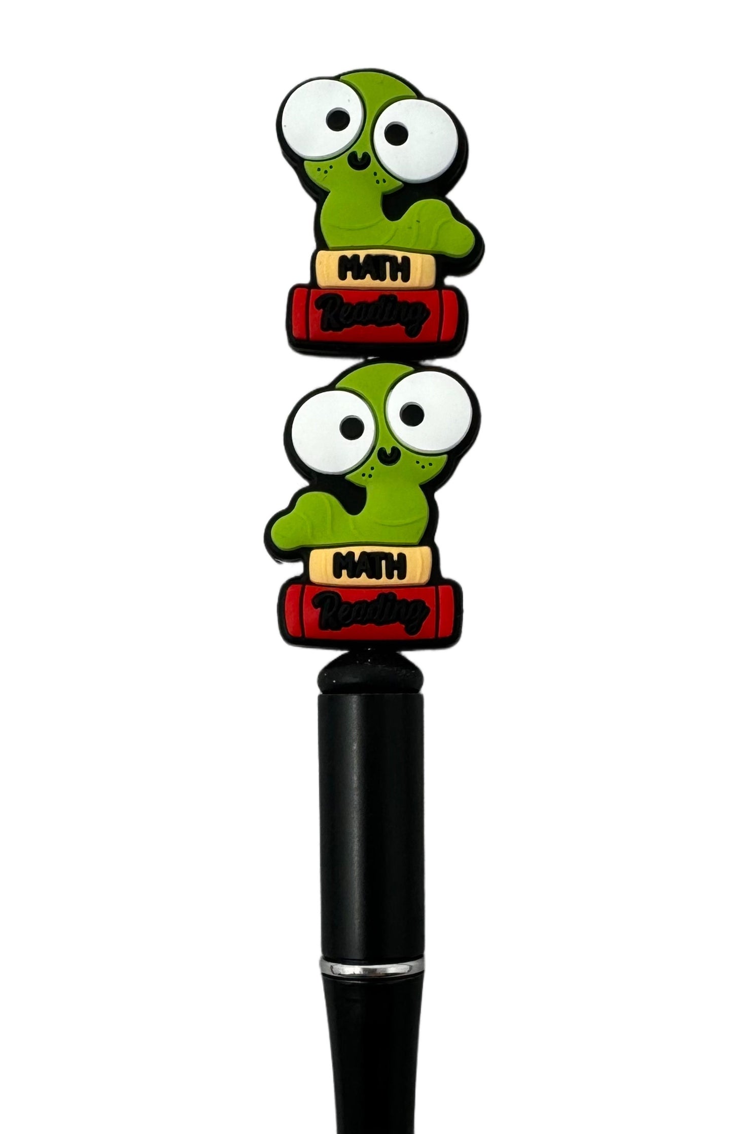 Book Worm for Math and Reading Silicone Focal Bead for Beadable Pens, Stylus, Pencils, Keychains and More.
