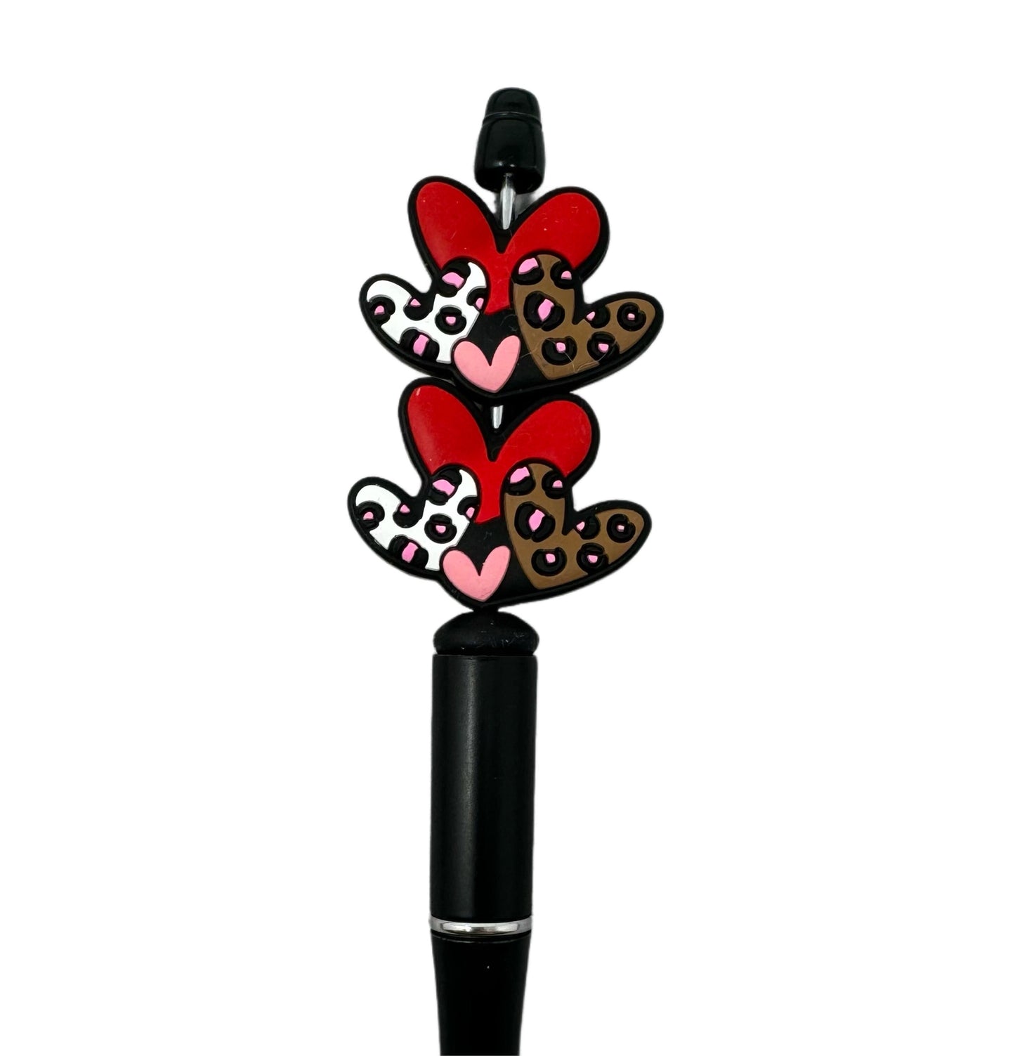 Leopard Print Bunch of Hearts for Valentine’s Day or Any Other Occassion Silicone Focal Bead for Beadable Pens, Stylus, Pencils, Keychains