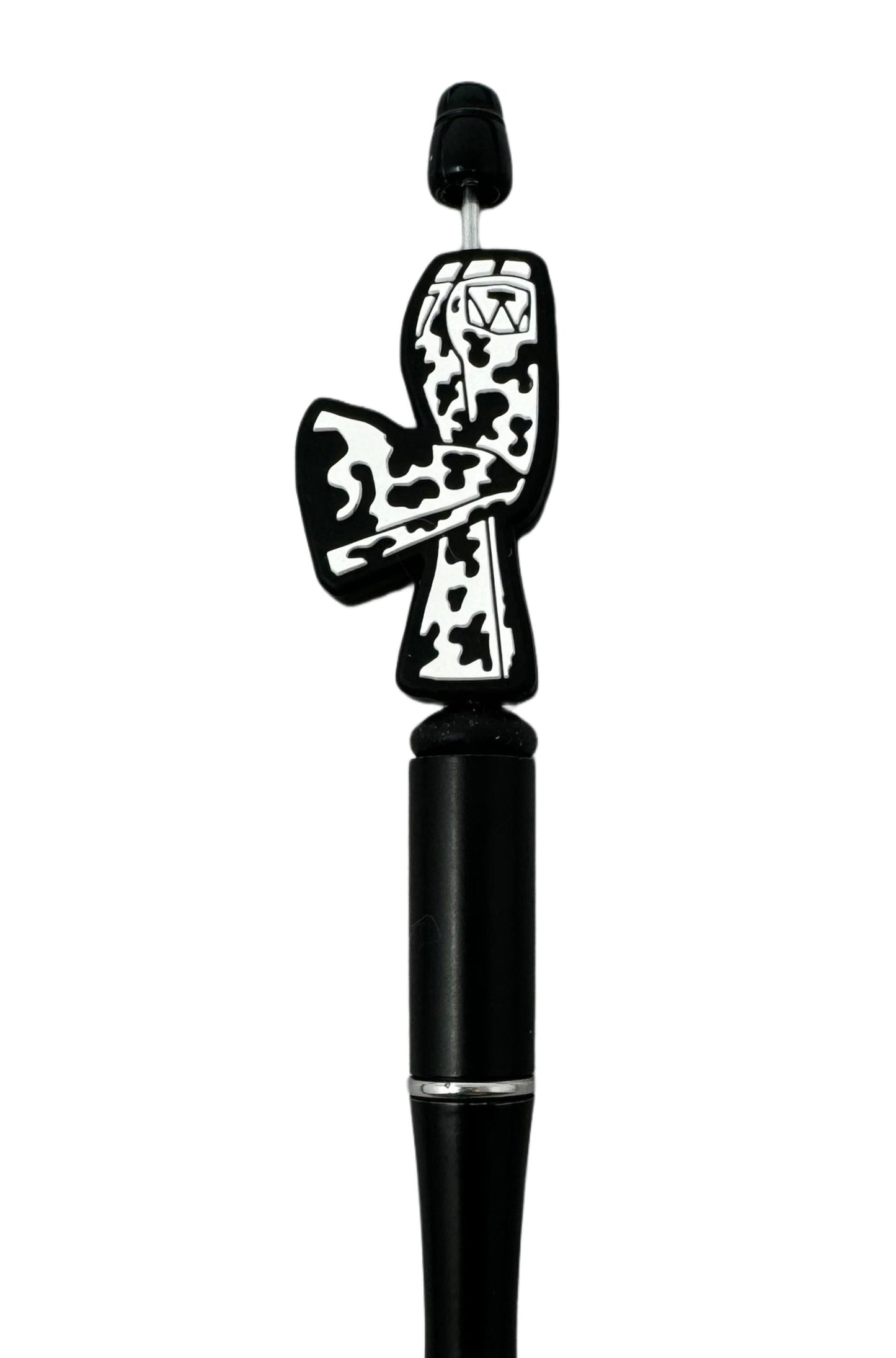 Large Animal Cow Print Jeans with Flare Leg Silicone Focal Bead for Beadable Pens, Stylus, Pencils, Keychains and More.