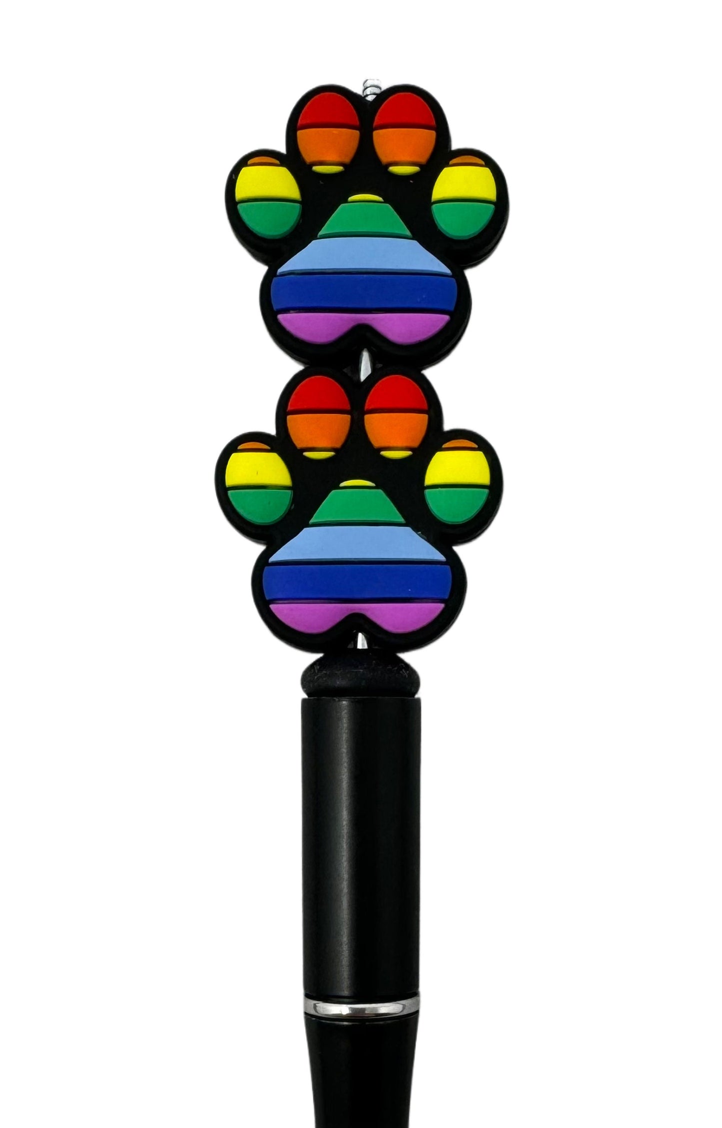 Rainbow Paws Cute Dog or Cat Pet Silicone Focal Bead for Beadable Pens, Stylus, Pencils, Keychains and More.