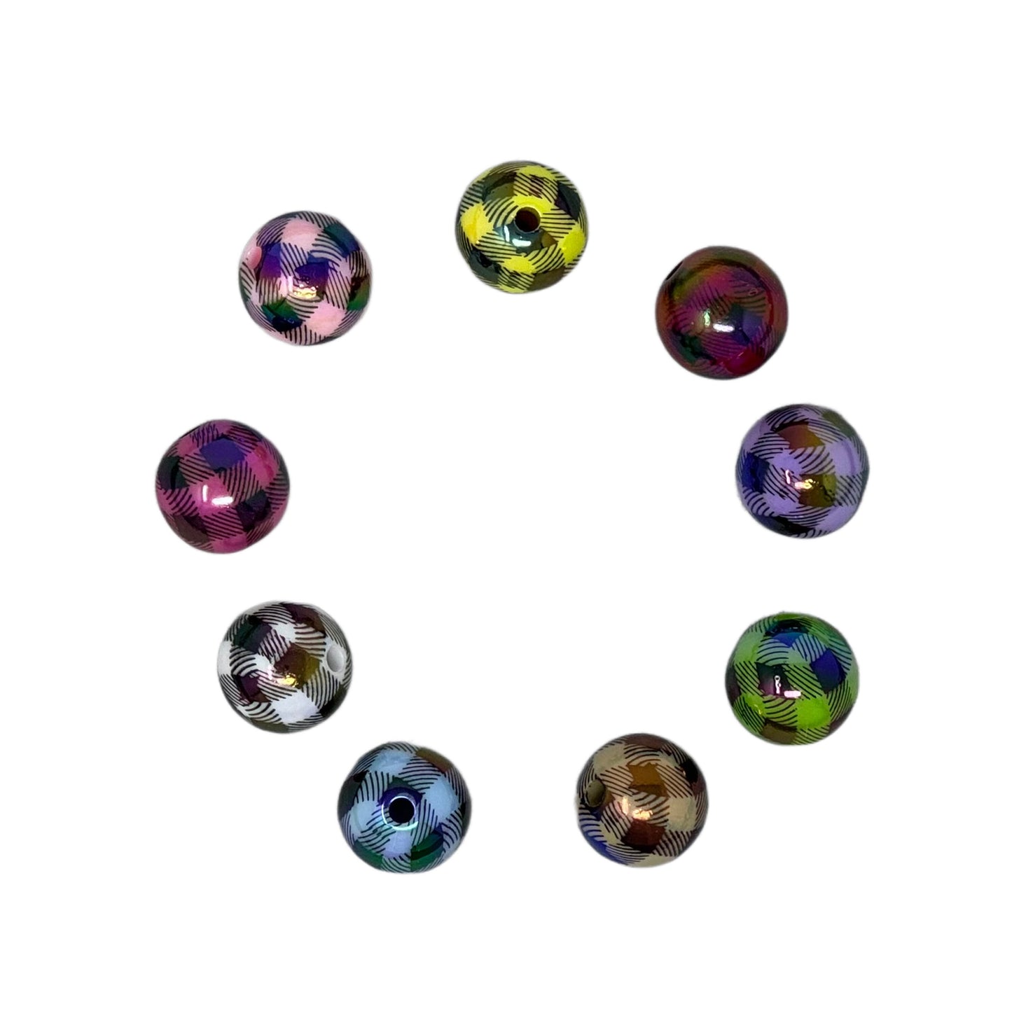 Plaid or Checkerboard Acrylic Bead Mix with AB Coating for Beadable Pen Stylus Keychain Bracelet and more for Your DIY Creations