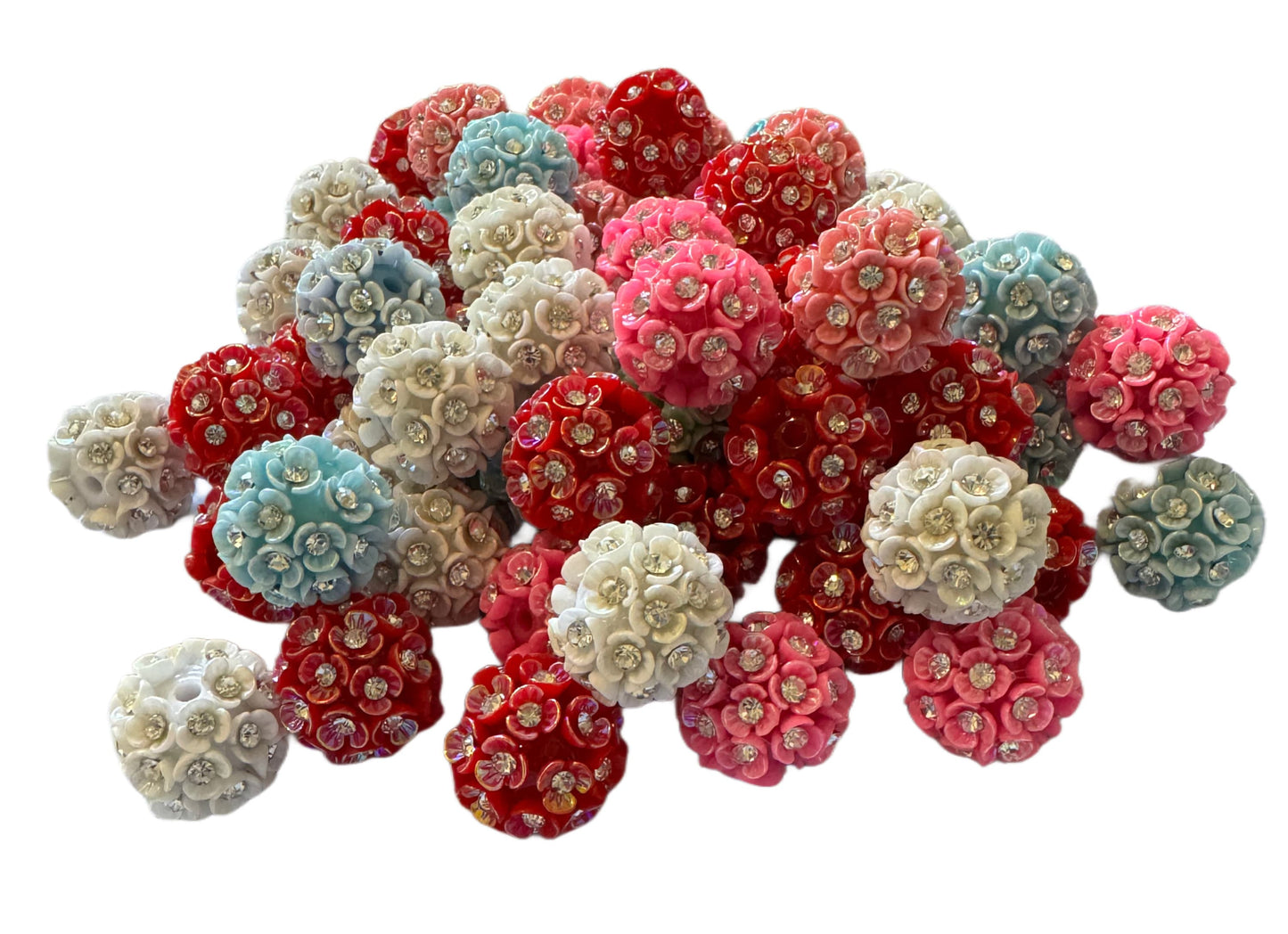 Gorgeous 19mm Acrylic Flower Beads with Centre Rhinestone for Beadable Pen Stylus Keychain Bracelet Earrings and More