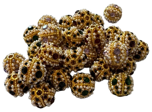 Gorgeous 16mm Metal, Rhinestone and Pearl Beads in Silver or Gold for Beadable Pen Stylus Keychain Bracelet Earrings and More