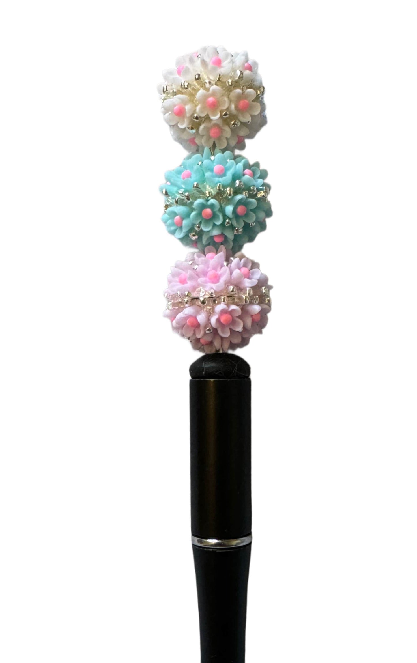 5 Pieces of Gorgeous 20mm Metal and Resin Flower Beads for Beadable Pen Stylus Keychain Bracelet Earrings and More