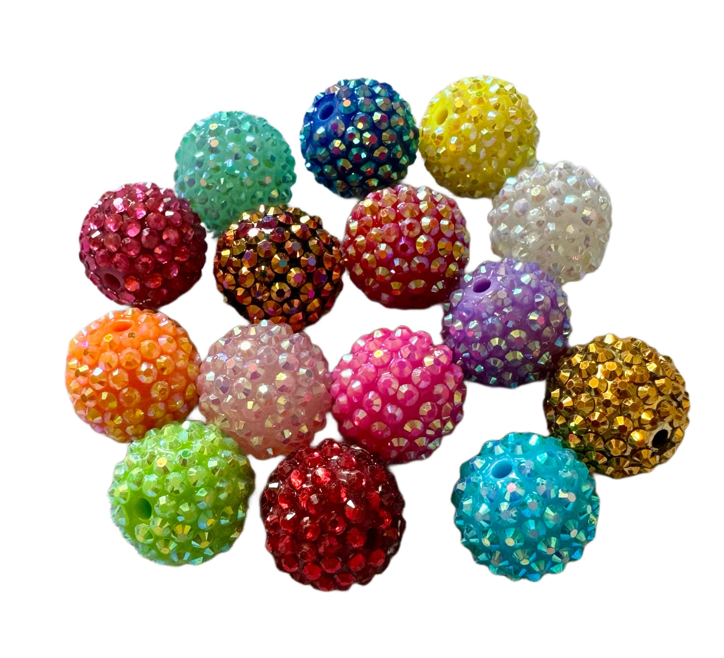 Now with More Colors! 20mm 10 Piece Mix of Acrylic Rhinestone Beads for Beadable Pen Stylus Keychain Bracelet Earrings and More.