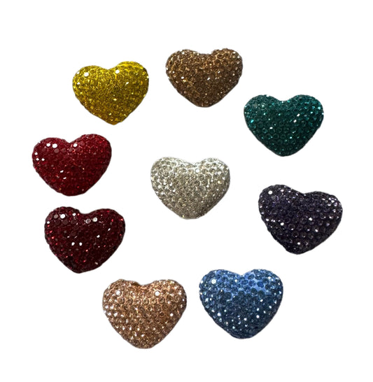 High Quality 18mm Solid Color Heart Shaped Pave Rhinestone and Clay Beads Mix for Beadable Pen Stylus Keychain Bracelet Earrings and More.