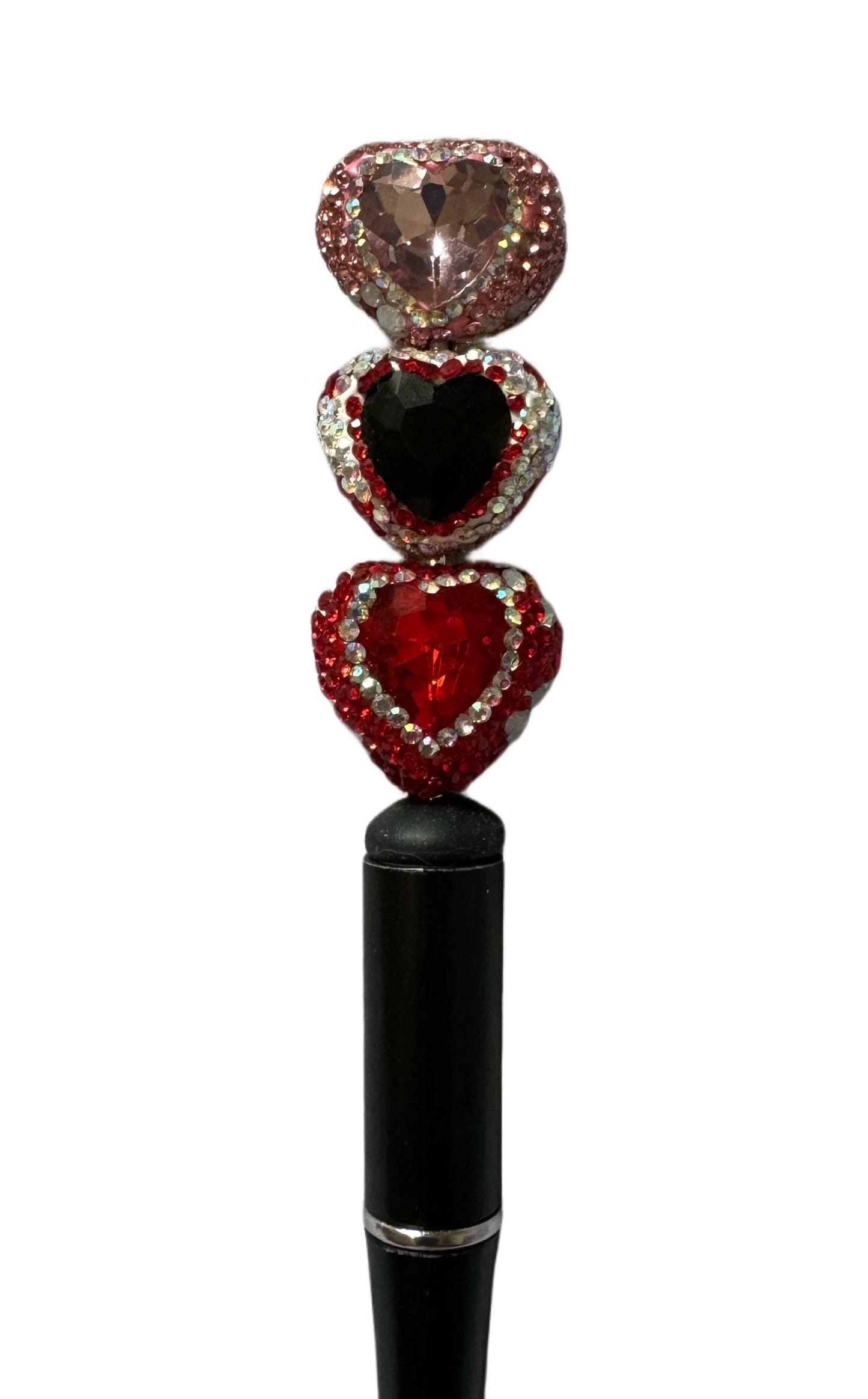 5 Pieces High Quality 19mm Heart Shaped With Flowers Pave Rhinestone and Clay Beads Mix for Beadable Pen Stylus Keychain Earrings and More.