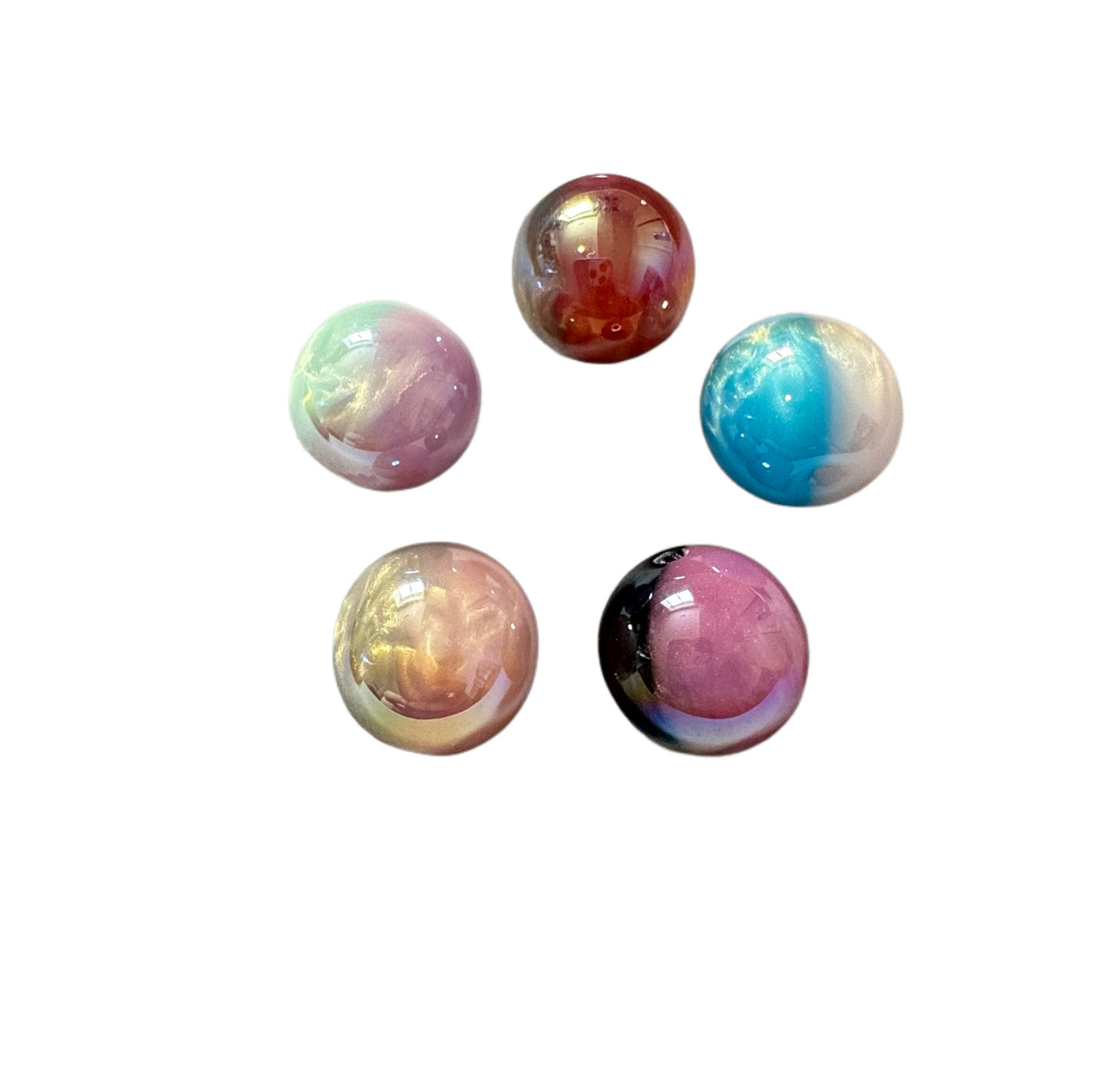 10 Pieces High Quality Unique Two Toned Beads with Aurora Borealis Mix for Beadable Pen Stylus Keychain Bracelet for Your DIY Creations.