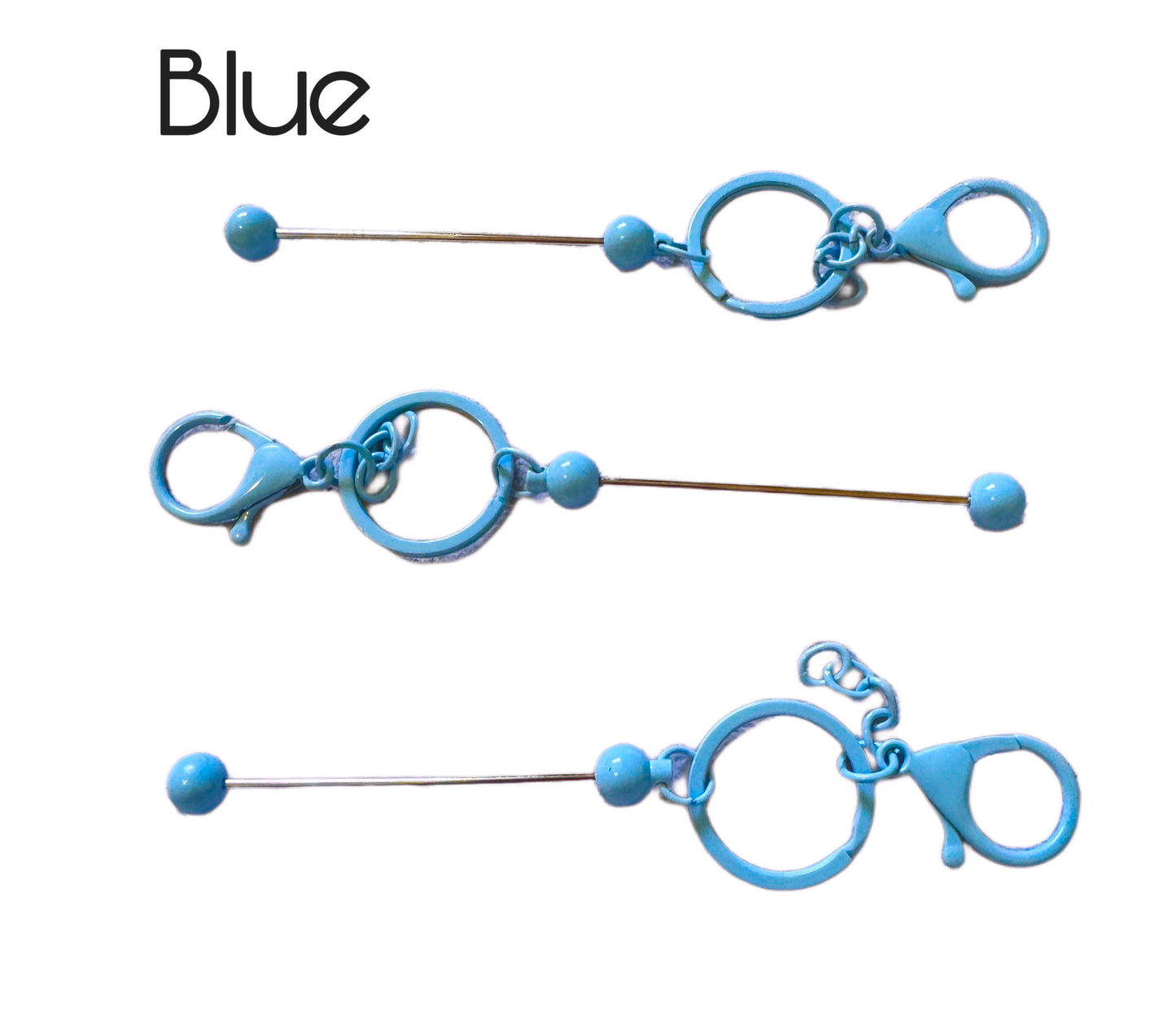 Now Even More Colors! Metal Keychain Blank with Beadable Rod for Your DIY Creations With Beads Focals Rhinestones Spacers Sold Separately