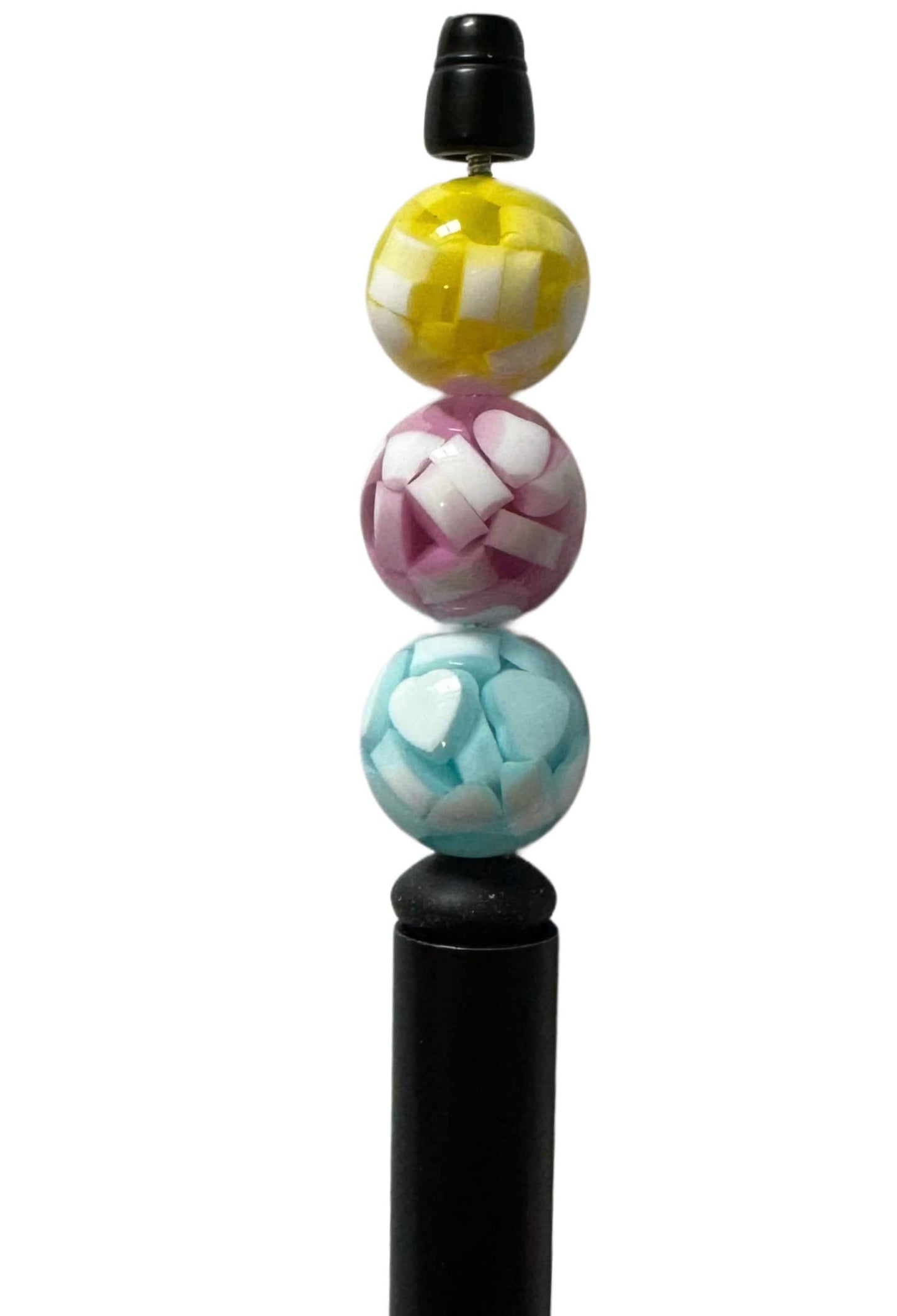 Colourful 16mm Beads with Chunky White Pieces with Hearts Inside for Beadable Pen Stylus Keychain Bracelet and more for Your DIY Creations