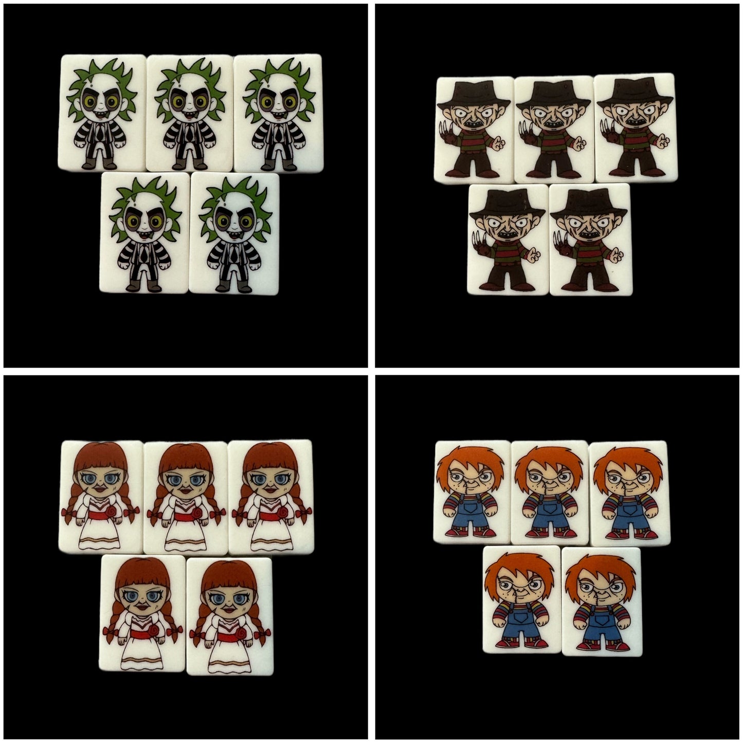 Matte White Background Scary but Cute Halloween Horror Character Silicone Focal Bead for Beadable Pens, Keychains Freddy Jason Pennywise