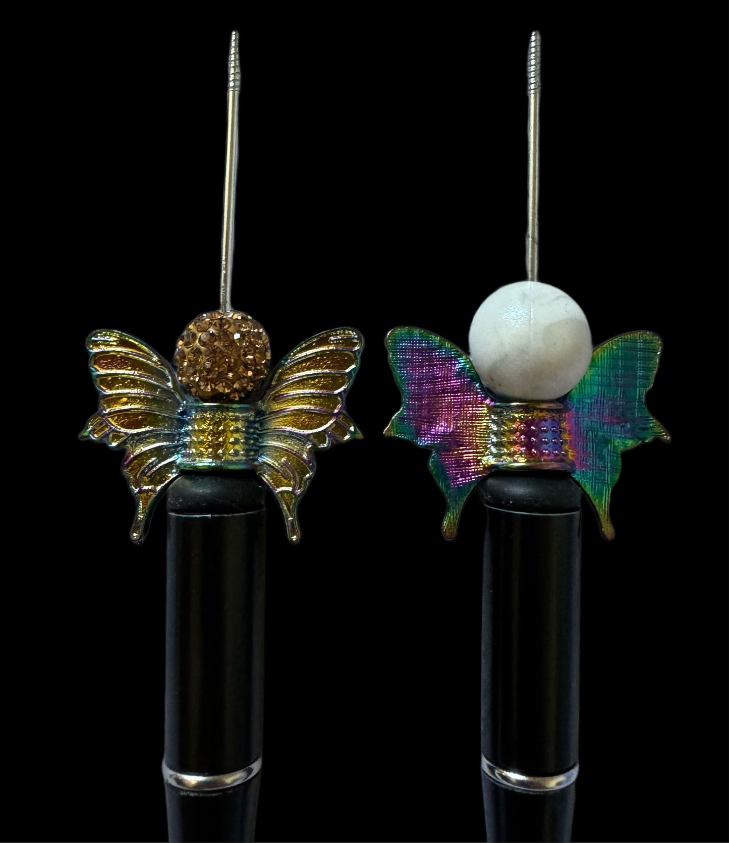 10 Pieces Large Golden Galaxy Aurora Borealis Metal Butterfly Wings Spacer Beads for Beadable Pen Keychain and More of Your DIY Creations.