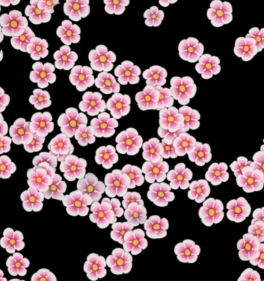 5, 10 or 20 gm Sakhura Pink Flower Polymer Clay Confetti Sprinkles for Beadable Snow Globe Pens, Slime, Decoden, Nail Art and More!