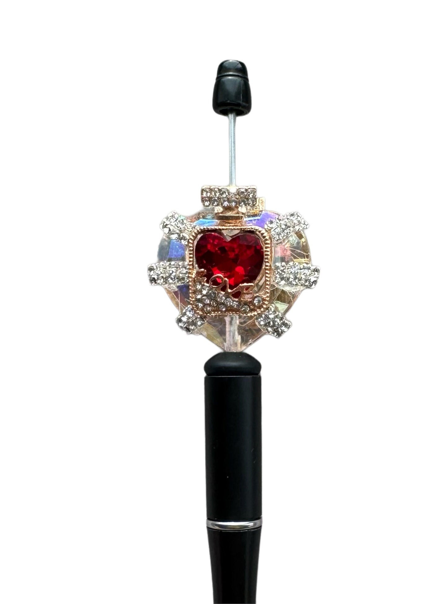 Ultra Premium Large Rhinestone and Metal Heart Beads with Straps, Bottle and Love for Beadable Pen Stylus Keychain Bracelet and more!