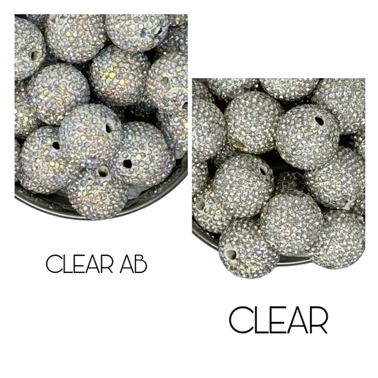 Gorgeous 20mm Pave Rhinestone and Clay Beads for Beadable Pen Stylus Keychain Bracelet Earrings and More. So Many Colors plus Leopard!