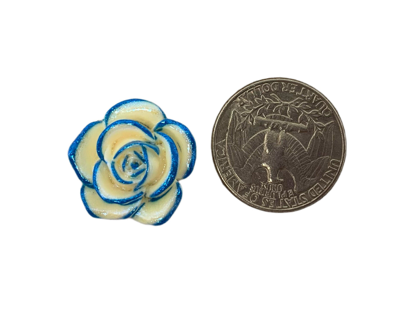 New Price! 22mm Metallic Highlights Resin Rose Flower Cabochon Flat Back Perfect DYI Phone Cases Water Bottles Scrapbook Hair Accessory