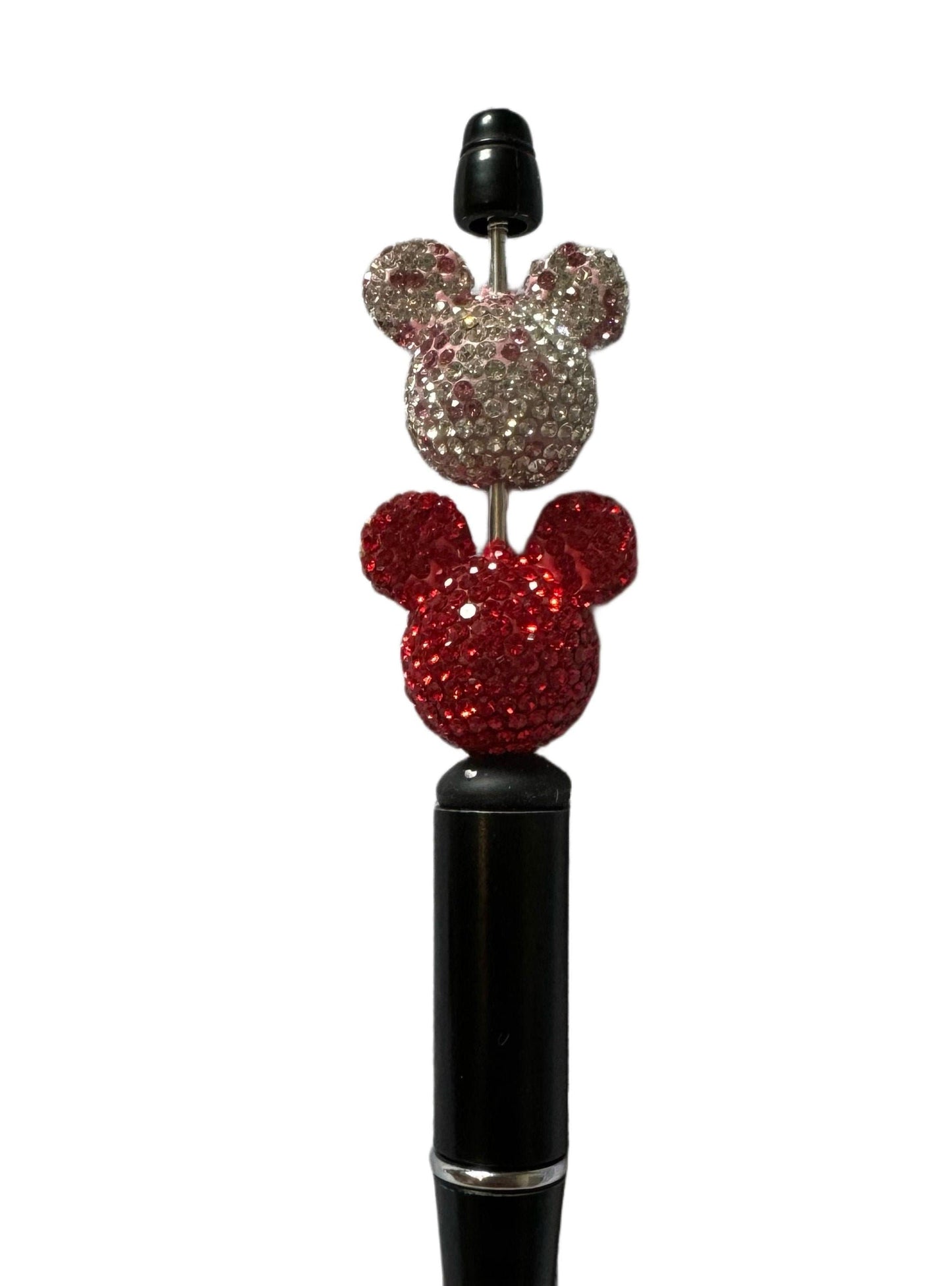 23mm Pave Rhinestone and Clay Mouse Head Beads for Beadable Pen Stylus Keychain Bracelet Earrings and More