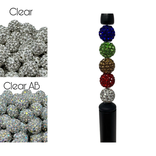 Gorgeous 10mm Pave Rhinestone and Clay Beads for Beadable Pen Stylus Keychain Bracelet Earrings and More. So Many Colors Plus Leopard Print