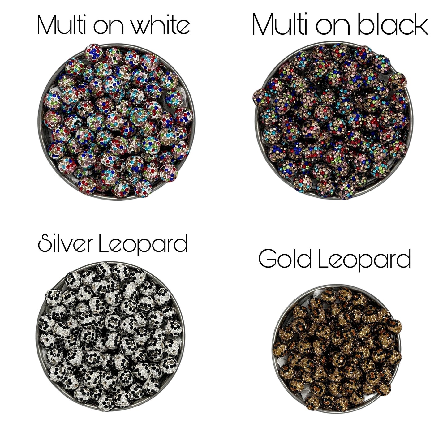 Gorgeous 10mm Pave Rhinestone and Clay Beads for Beadable Pen Stylus Keychain Bracelet Earrings and More. So Many Colors Plus Leopard Print