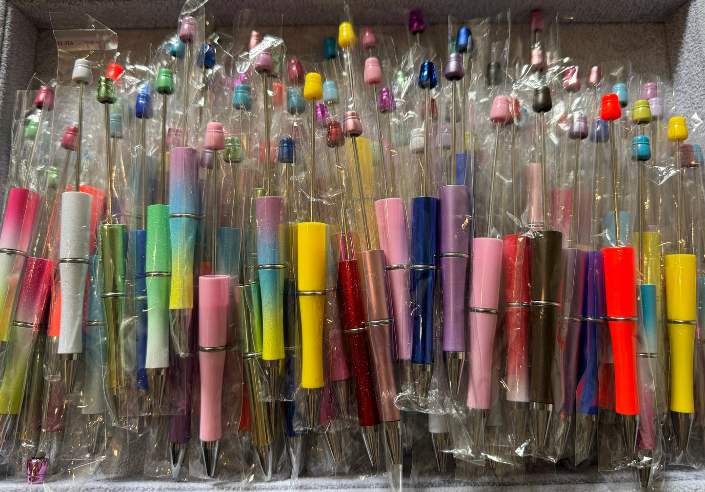 CLEARANCE!!! 25 Bulk Random Color Beadable Plastic Pen Blank for DIY with Beads, Focals, Rhinestones, Spacers, and Refills Sold Separately