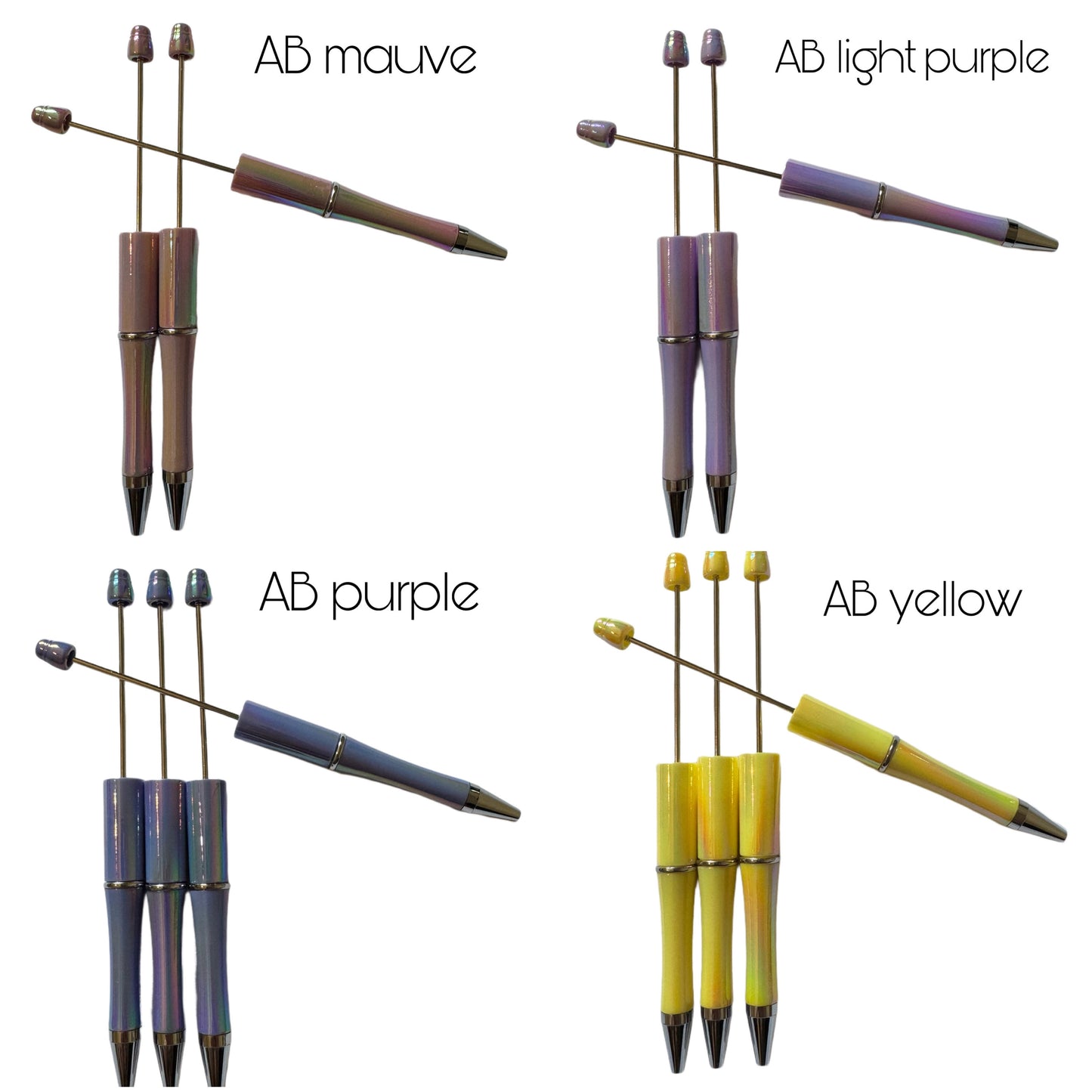 AB Aurora Borealis Color Beadable Plastic Pen Blank for Your DIY Creations with Beads Focals Rhinestones Spacers Refills Sold Separately