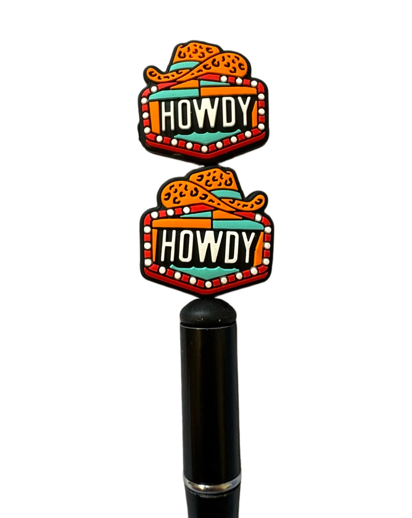 Howdy with Cowboy Hat Silicone Focal Bead for Beadable Pens, Stylus, Pencils, Keychains and More