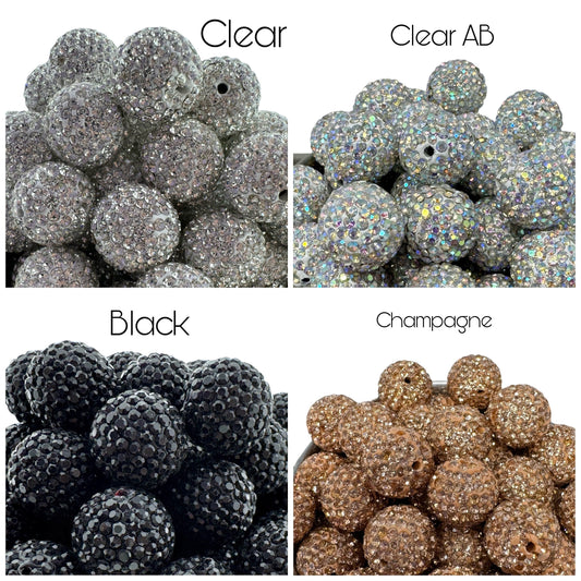 Gorgeous 16mm Pave Rhinestone and Clay Beads for Beadable Pen Stylus Keychain Bracelet Earrings and More. So Many Colors to Choose From!