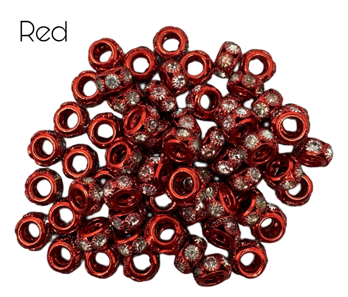 10mm Colored Metal and Clear Rhinestone Spacers with Large Hole. So Many Colors! Great for Bracelets, Necklaces, Beadable Pens and More!