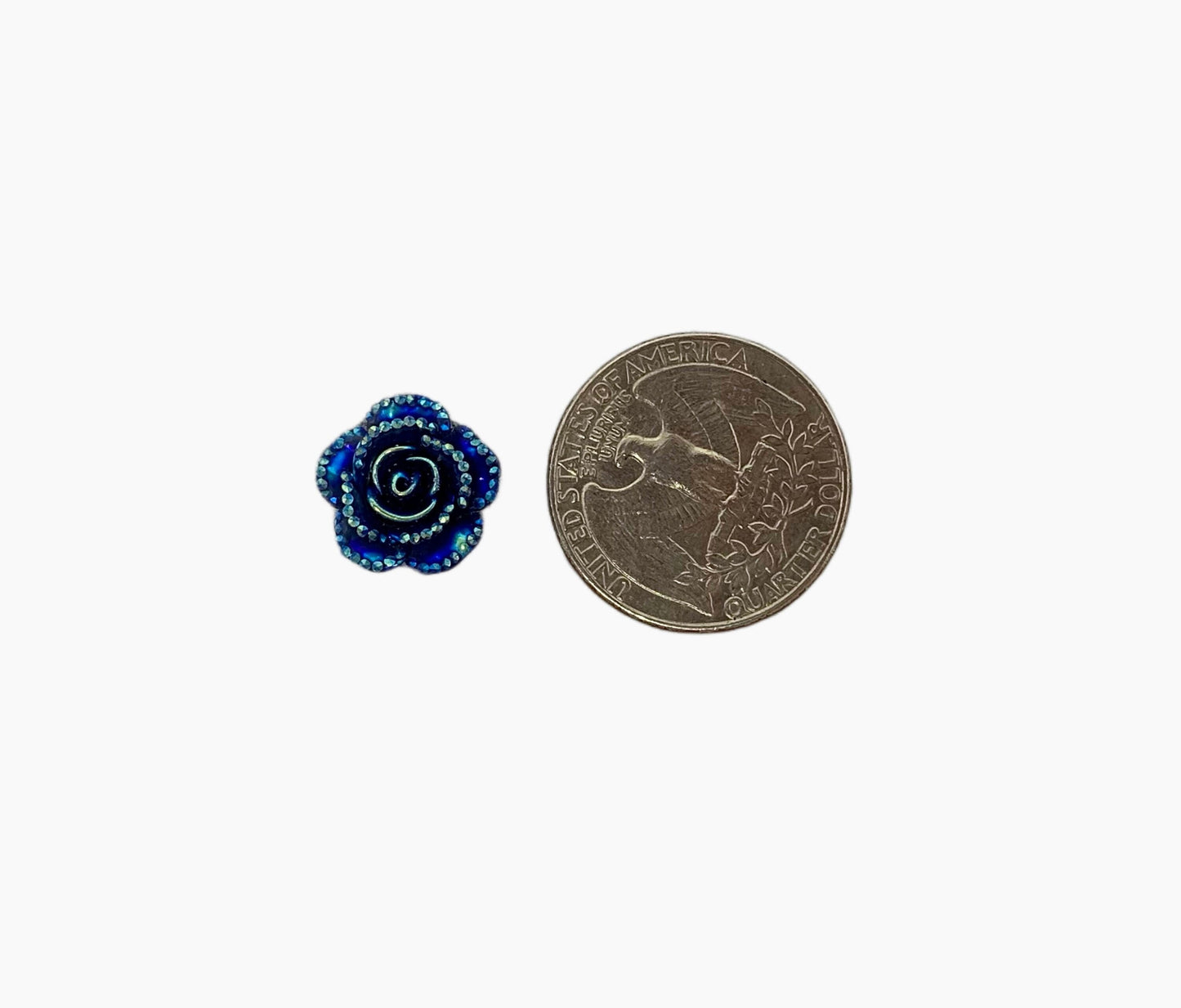 New Price! 14mm Shiny Metallic Look Resin Rose Flower Cabochon Flat Back Perfect DYI Phone Cases Water Bottles Scrapbook Hair Accessory