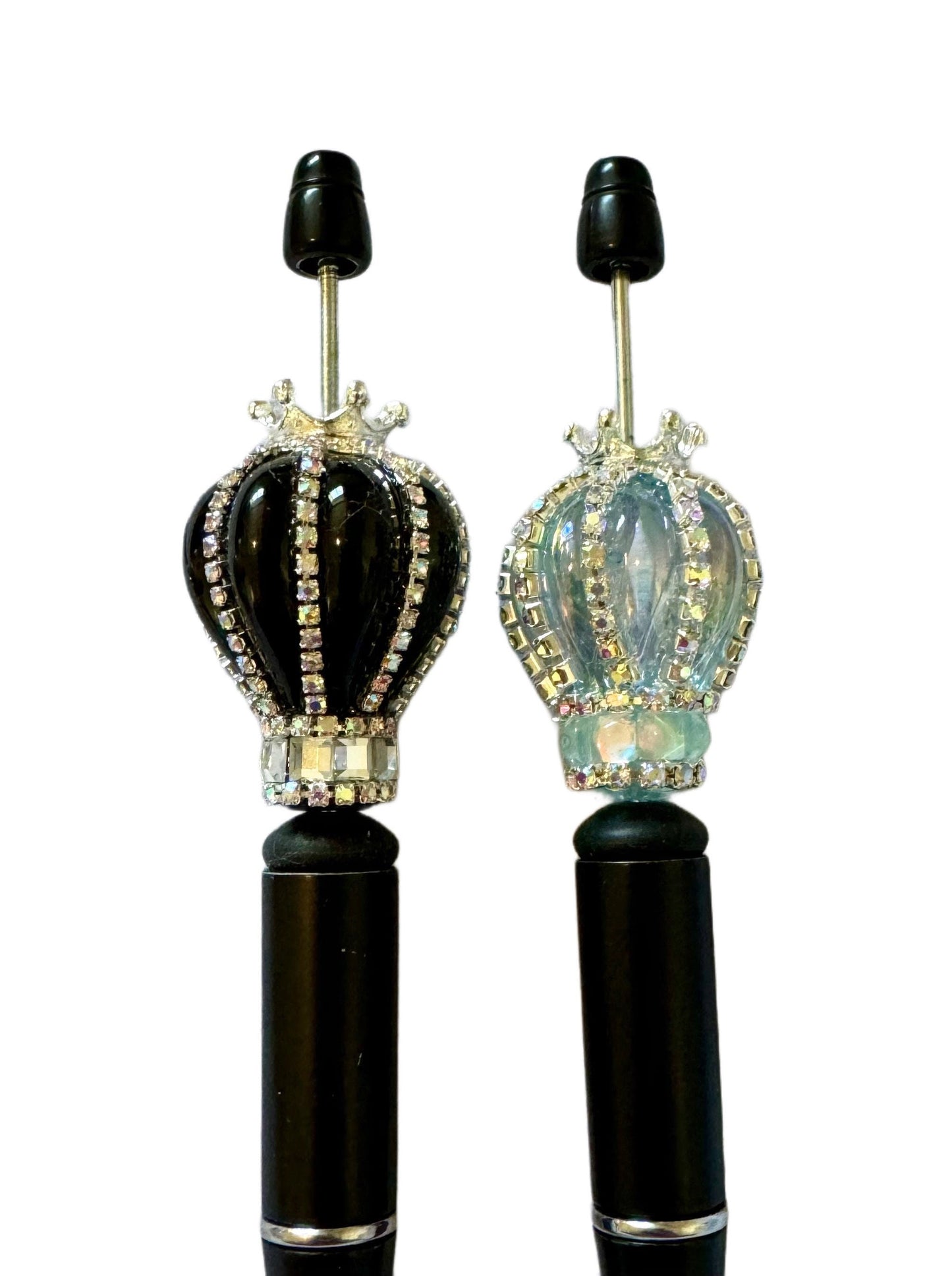 2 Pieces High Quality 35mm Hot Air Ballon Bead with Crown and Rhinestones for Beadable Pen Keychain Bracelet and more for Your DIY Creations