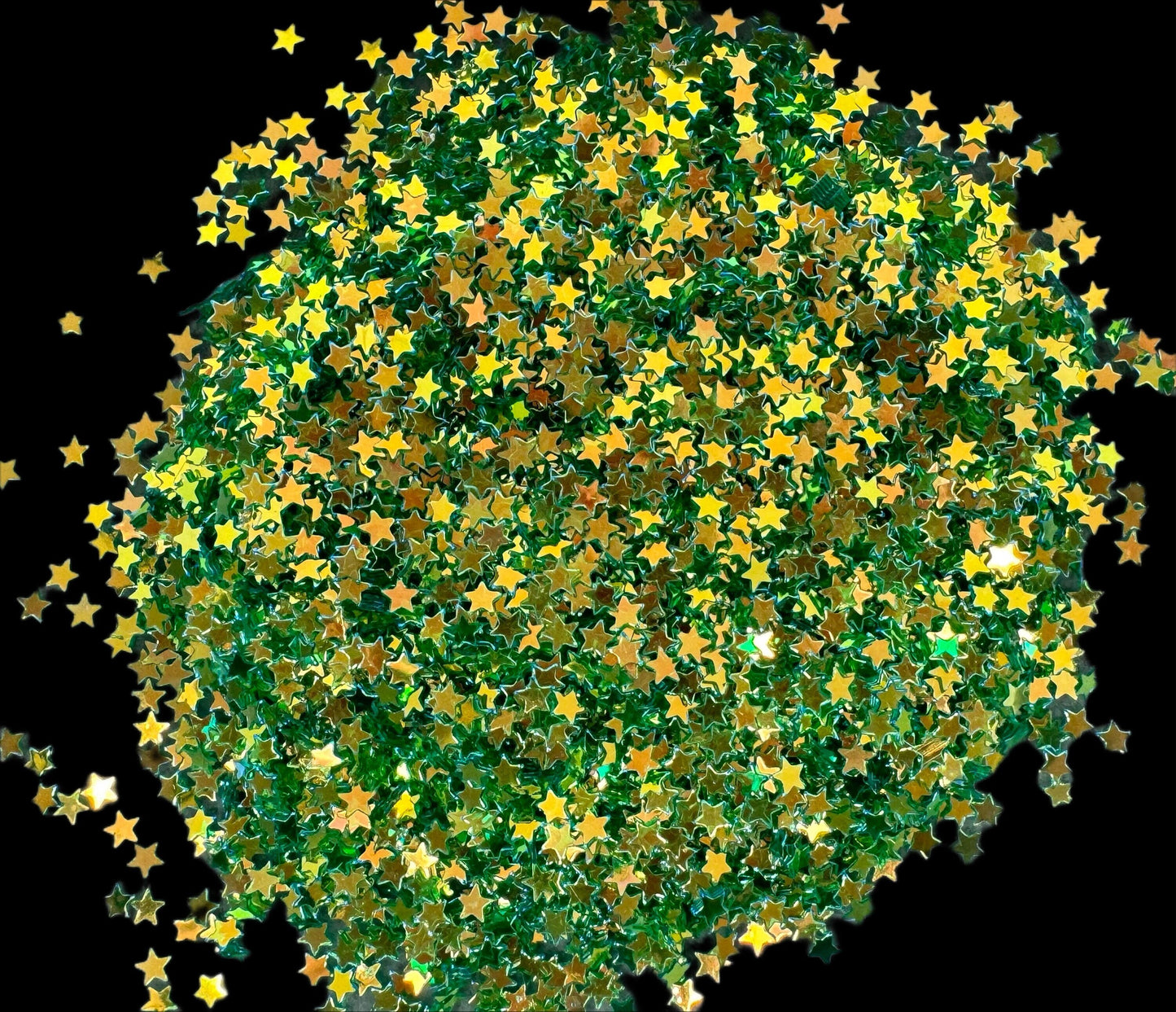 5, 10 or 20 gm Tiny Golden Green Stars Confetti Glitter for Beadable Snow Globe Pens, Christmas Accents, Nail Art, Slime, Decoden and More!