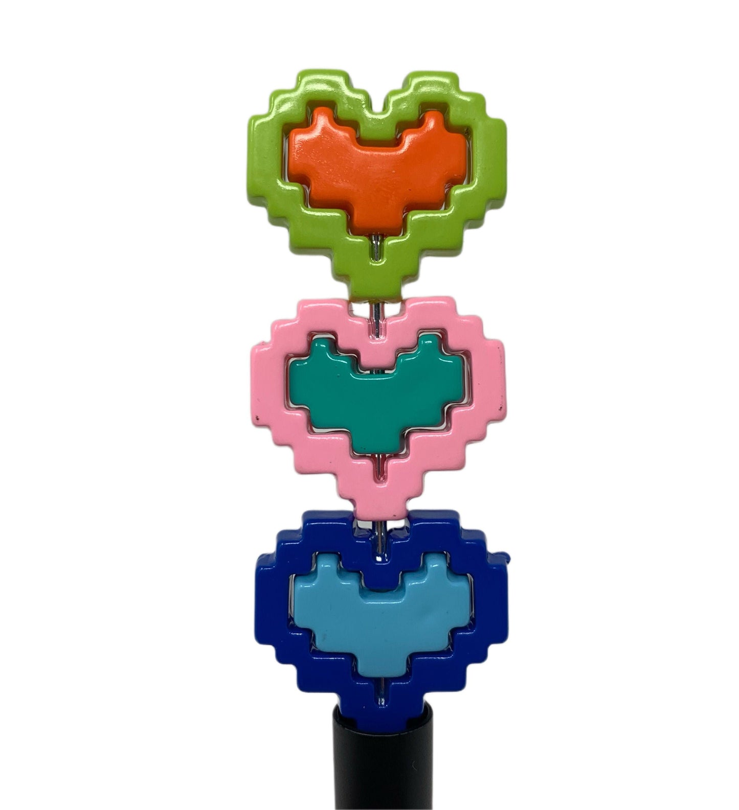 2 Piece Interchangeable Acrylic Puzzle Heart Beads for Beadable Pen Stylus Keychain and more for Your DIY Creations and Super Cute for Ducks