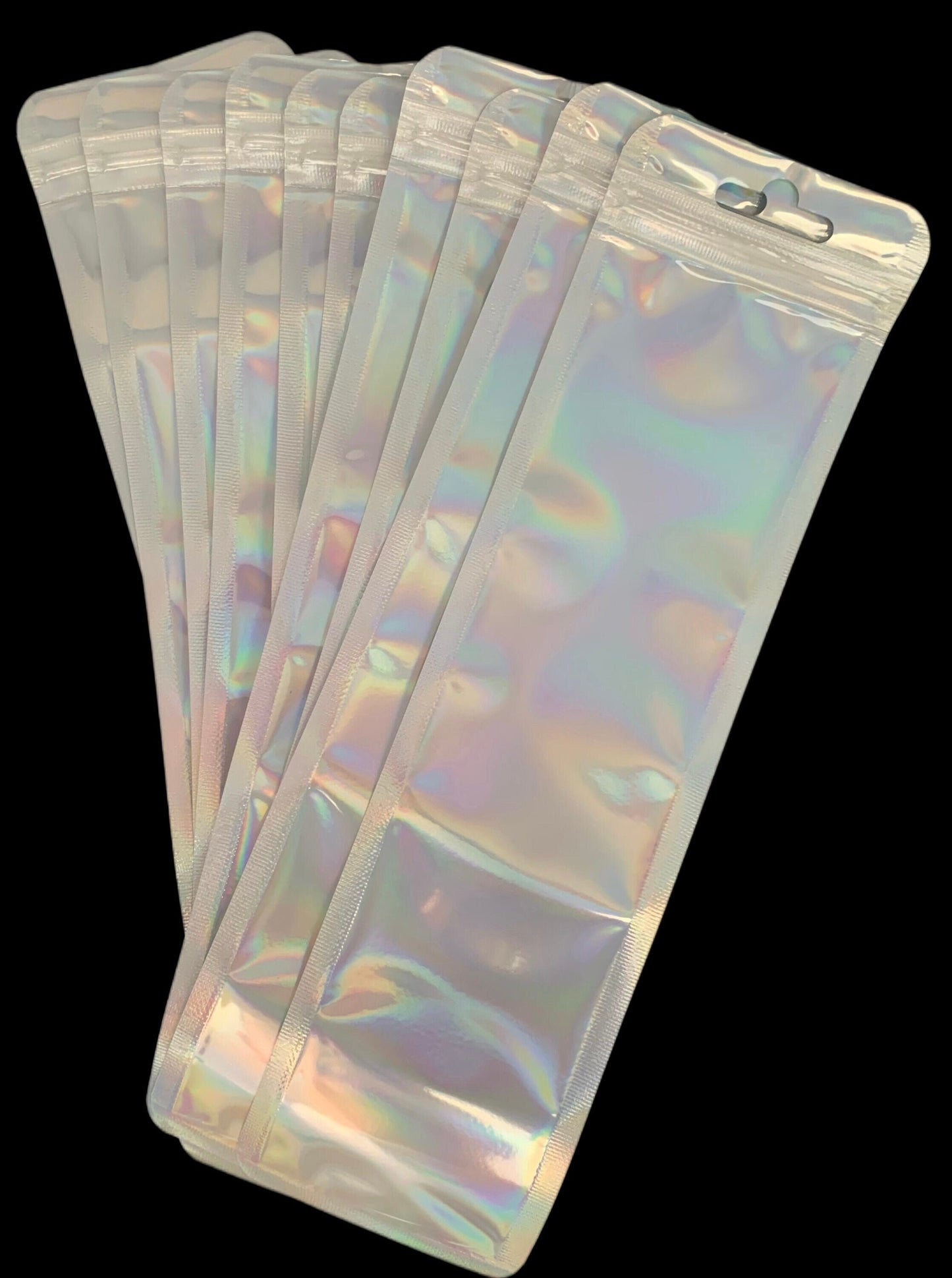 Holographic or White Plastic Bags with Resealable Zip Closure for Beadable Pens, Stylus, Wine Stopper and More! Clear Front Window for Show