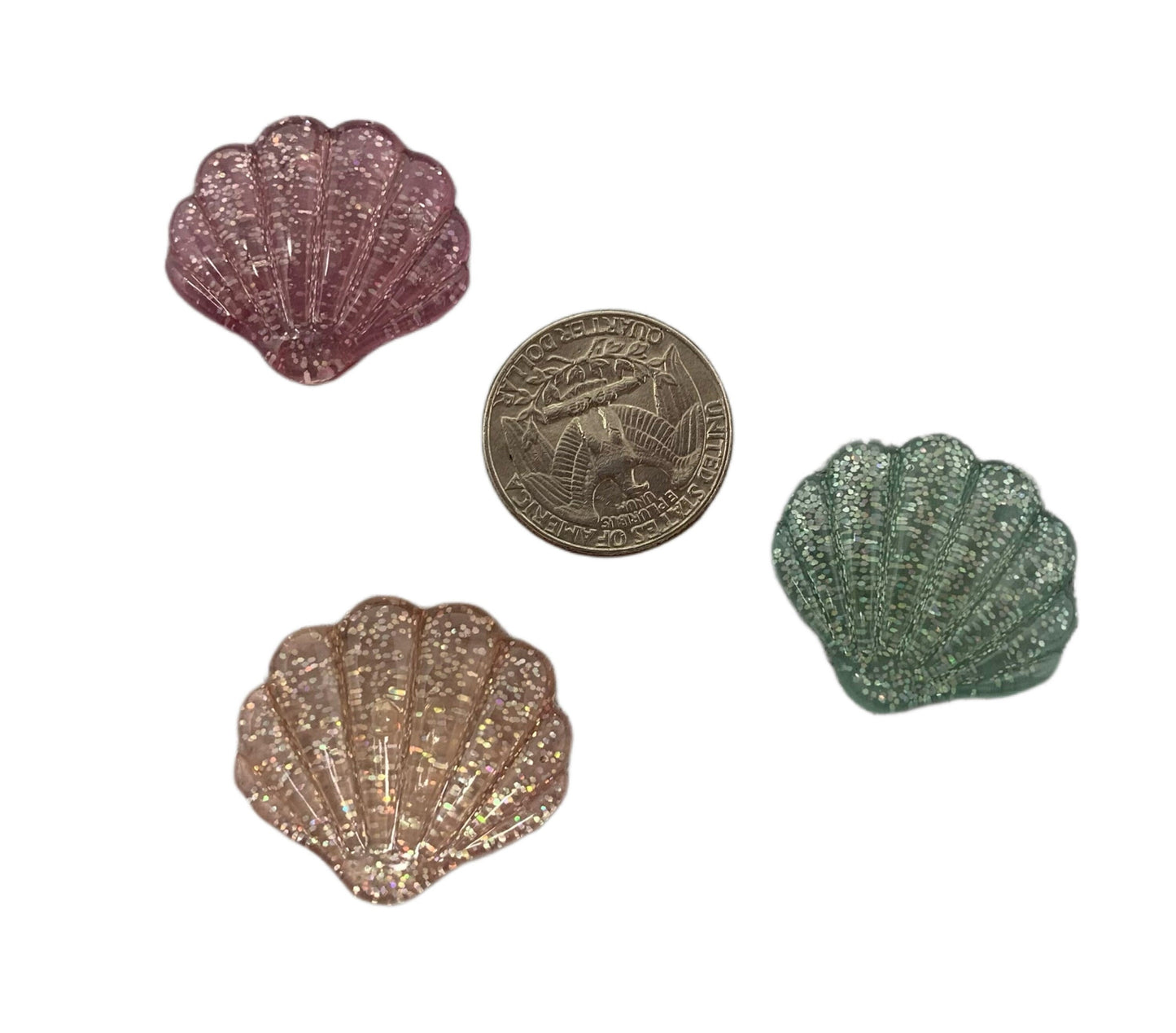 28mm Sparkle Glitter Shells Resin Cabochon Mix Embellishment Flat Back DYI Phone Cases Water Bottles Scrapbook Hair Accessory Sea Mermaid