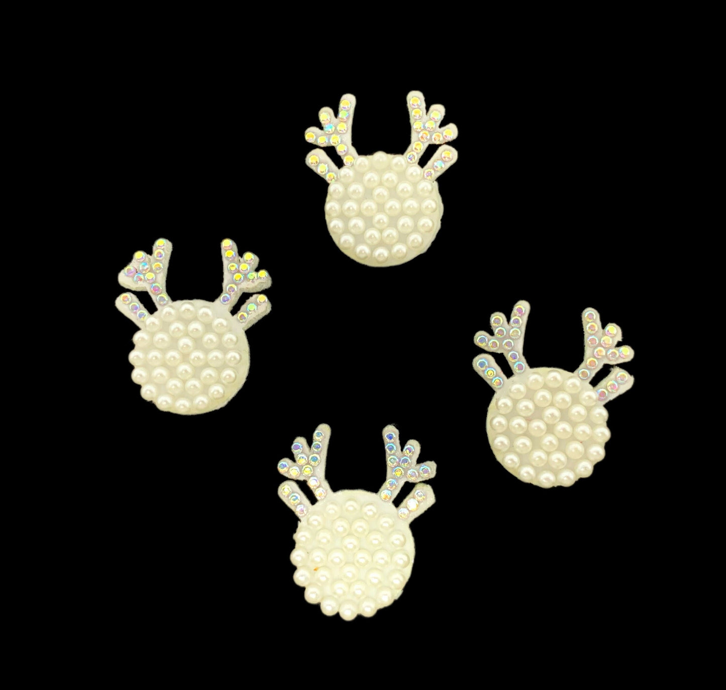 Felt and Rhinestone Flat Back Patch or Appliqué Reindeer Head for Winter or Christmas Decorating DYI Clothing Scrapbook Hair Accessory