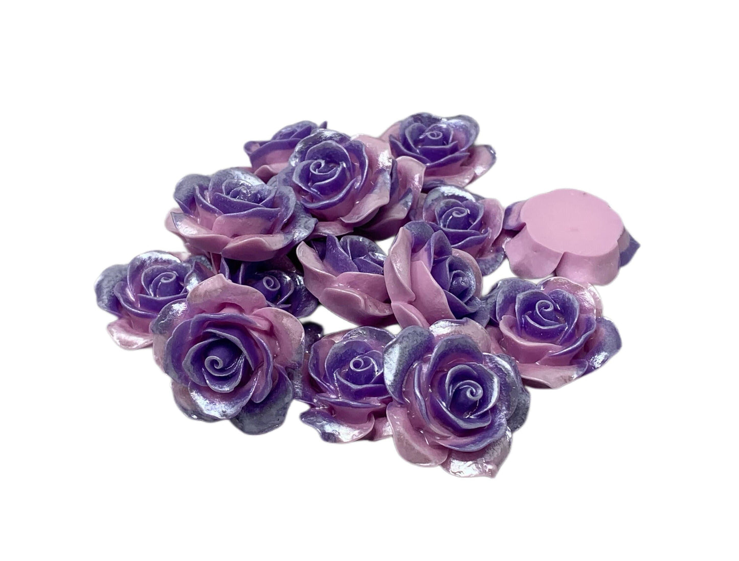 New Price! 32mm Two Toned Pearled Resin Rose Flower Cabochon Flat Back Perfect for DYI Phone Cases Water Bottles Scrapbook Hair Accessory